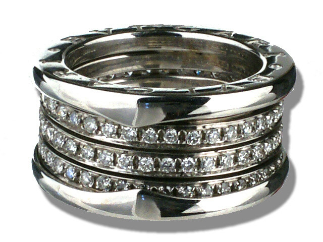 18K W/G Original Bulgari B. Zero 3-row diamond band