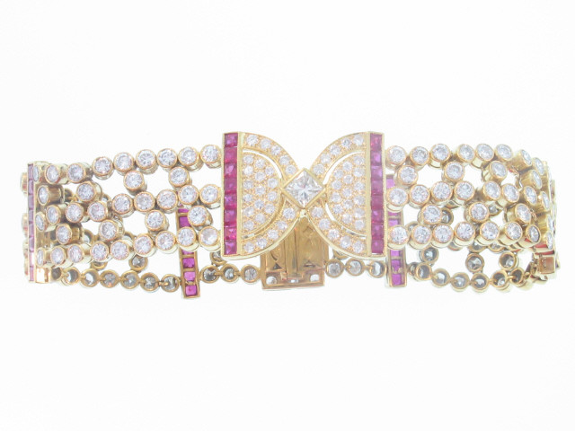 18K YELLOW GOLD DIAMOND RUBY BRACELET