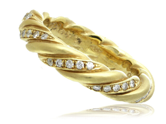 14K Yellow Gold and Diamond Twist motif band Ring