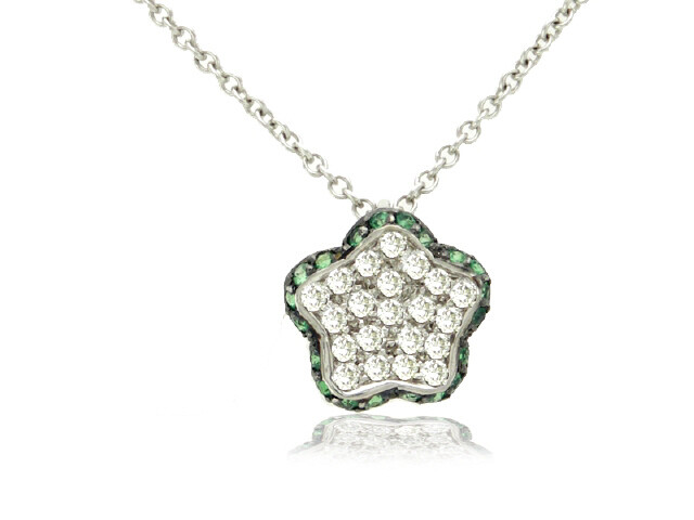 18KW DIAMOND .0.56CT + TSAVORITE ..44CT STAR PENDANT