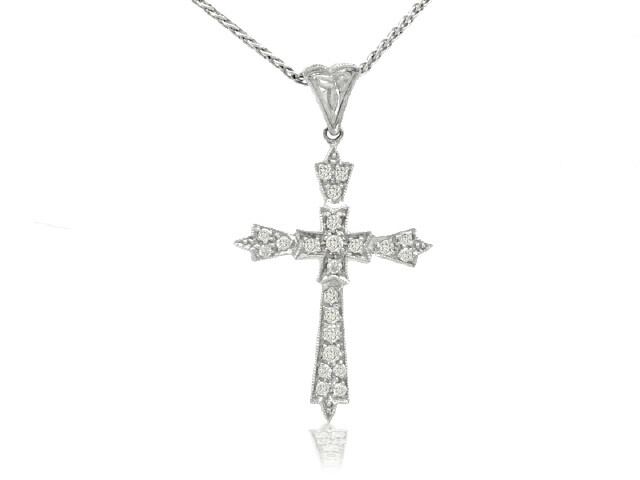 18KW DIA..27CT CHARM CROSS PENDANT