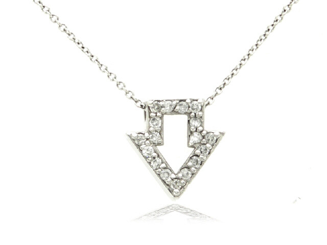 14KW DIA.0.20CT ARROW PENDANT NECKLACE