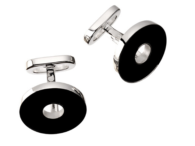 SILVER DINH VAN CHINESE PI CUFFLINKS W/ ONYX