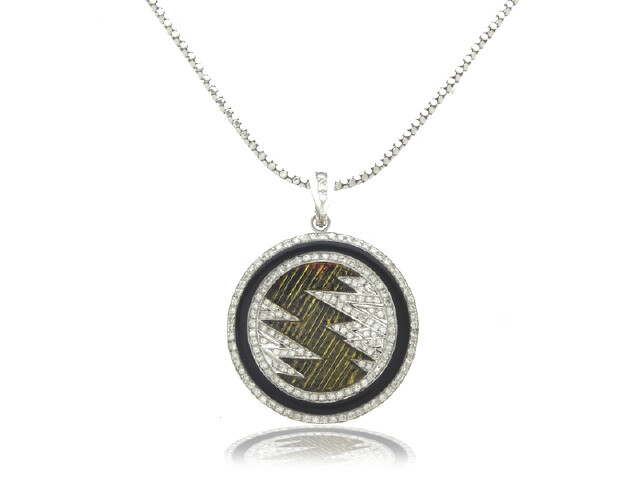 18K White Gold Diamond and Black Onyx Pin/Pendant