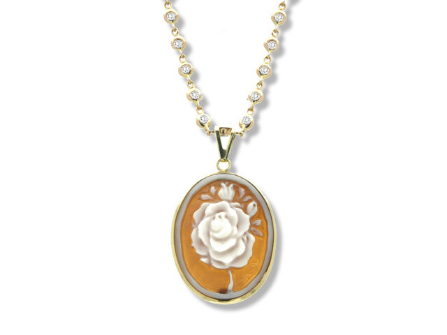 18K R/G SM. ROSE CAMEO PENDANT