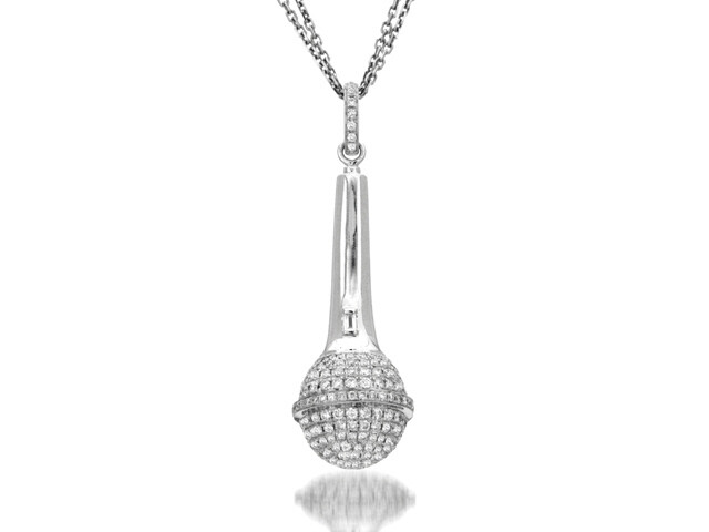 18K W/G DIAMOND MICROPHONE PENDANT DIAS=0.95CTS