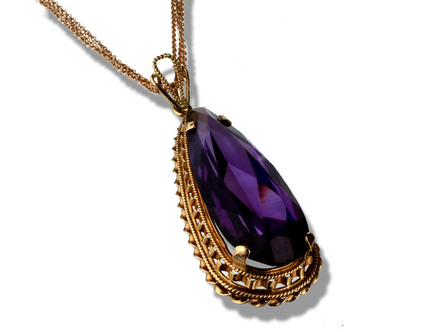 14K ROSE GOLD SYNTHETIC ALEXANDRITE PENDANT