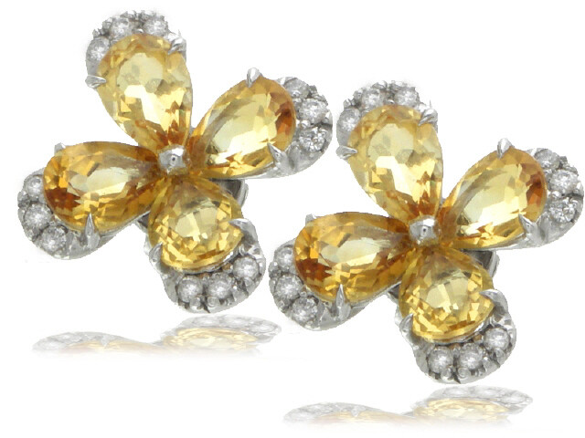 18KW DIA..29CT CITRINE5.19CT FLOWER MOTIF ER