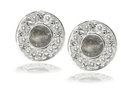 14KW DIA..20CT RING DESIGN BUTTON EARRINGS