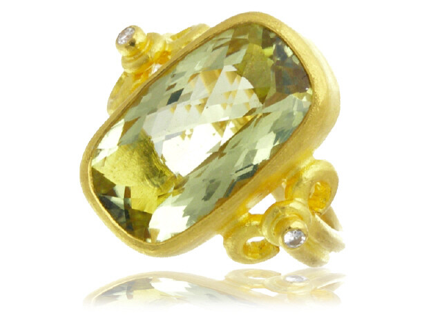 24KY DIA..04CT LEMON CITRINE RING