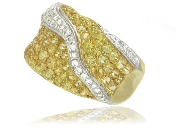 18KY/W RDIA..50CT YS.2.89CT WAVE MOTIF RING