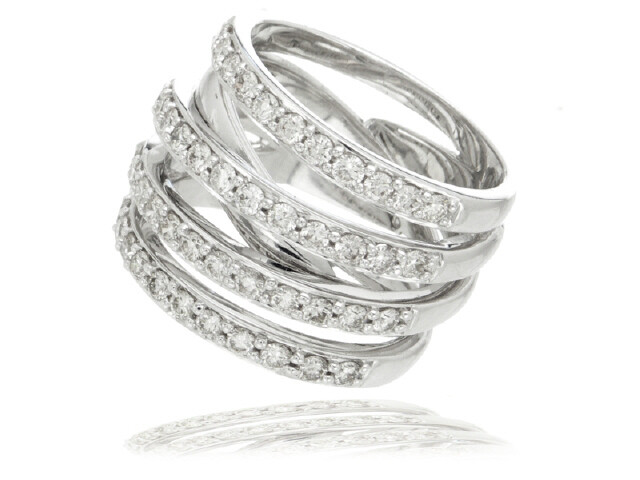 18K White Gold Diamond Wide Band Ring 1.44CT