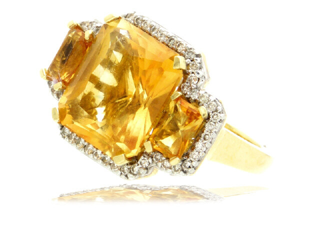18KW DIA 0.37 CT CITRINE RING