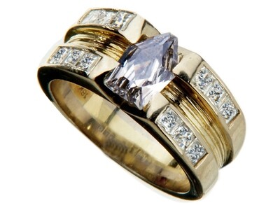 Fancy Diamonds in 18K Yellow and White Gold Ring