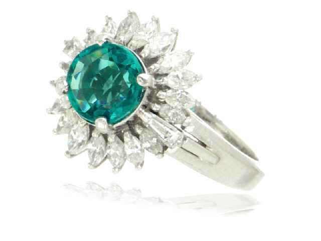 PLATINUM EMERALD AND DIAMOND RING