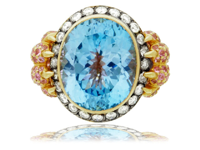 18K YG BLUE TOPAZ COLORSTONE DESIGNER RING