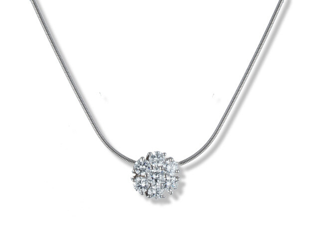 18K White Gold Diamond Flower Pendant