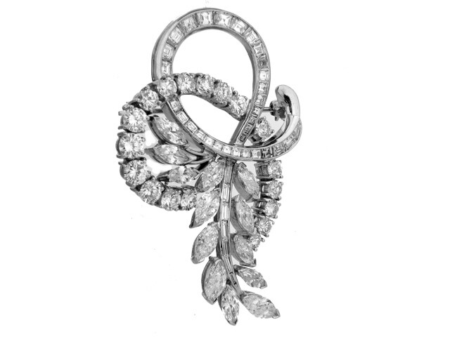 1950's Estate Diamond Brooch set in Platinum