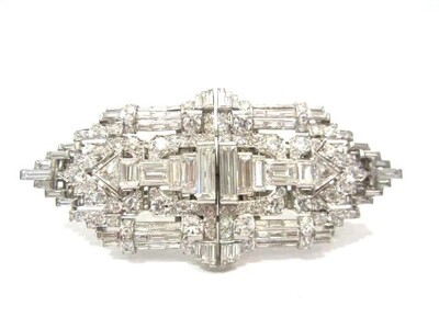 Platinum and Diamond Clips with 11.00cts Baguette and