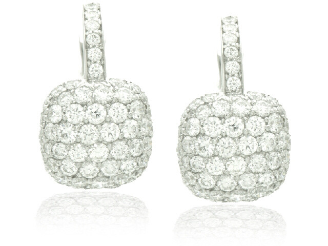 18K White Gold Diamond Puff Earrings 1.72CT
