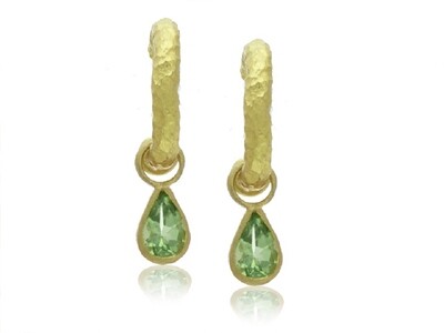 24K Yellow Gold Green Peridot Earrings