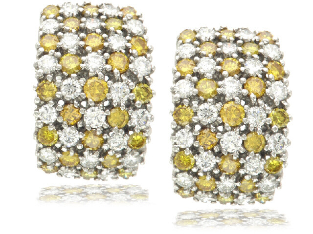 PLATINUM WHITE AND YELLOW DIAMOND EARRIINGS