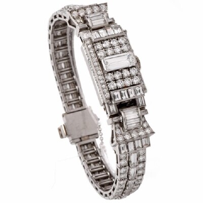 Platinum Diamond Ladies Bracelet Omega Watch