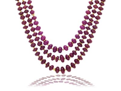 Fine Ruby 3-Strand Necklace