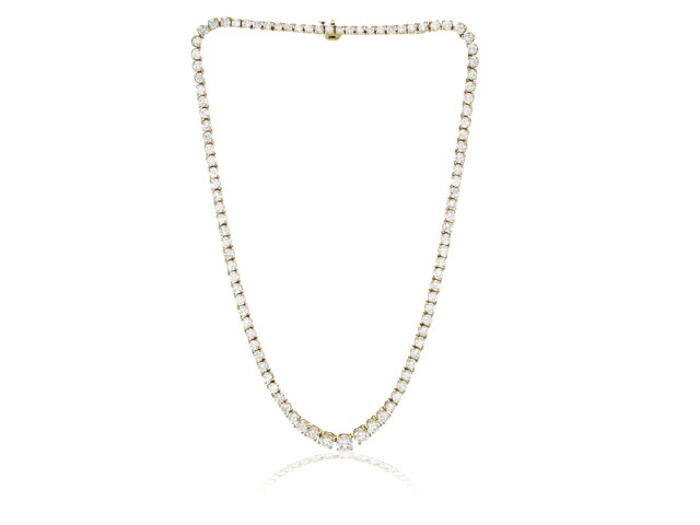 18K YELLOW GOLD DIAMOND TENNIS NECKLACE