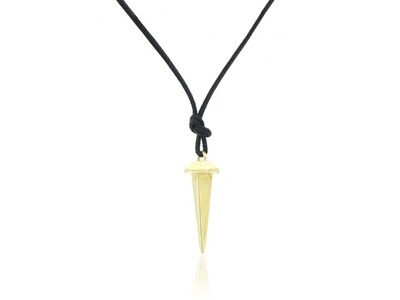 18k y/g nail head & leather necklace