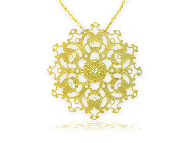 14k Y/G Necklace w/.02ct Dia