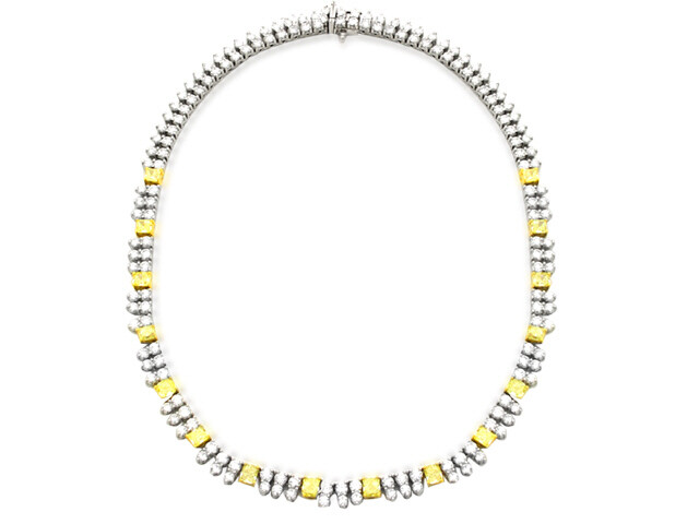 Platinum & 22K Fancy Yellow Diamond Necklace