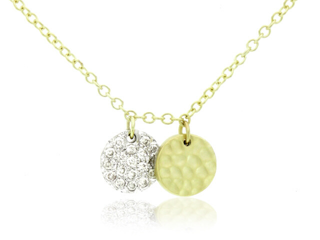 14k y/g Double Dia Disc. necklace w/.21ct Dia.