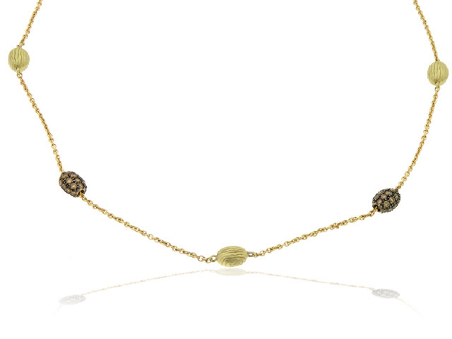 Cognac and Black Diamond Bean Necklace
