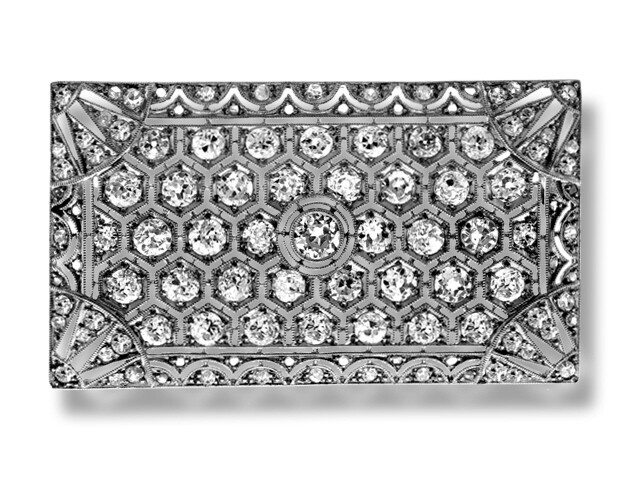 Platinum Diamond Brooch Original 1930's Deco