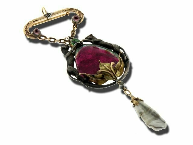 18K Yellow Gold Boucheron Tourmaline Pin/ Pendant