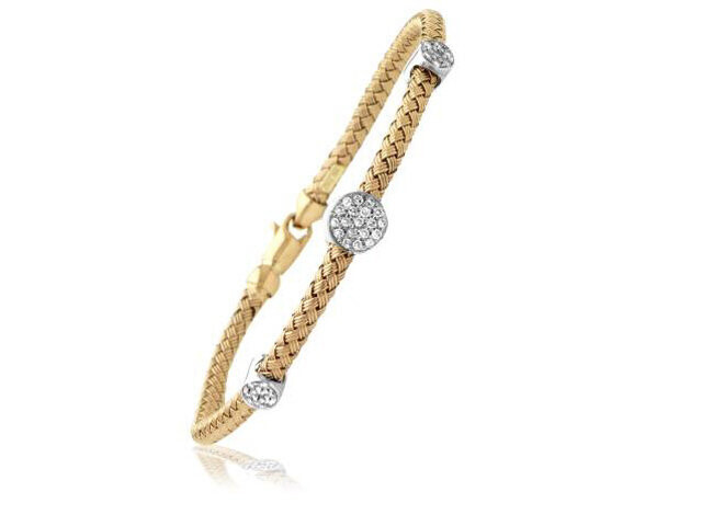 14K Rose Gold Mesh Diamond Circle Trio Bracelet
