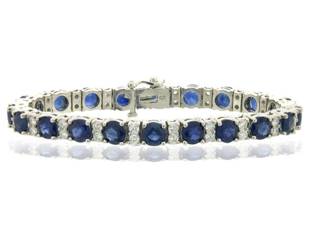 14K White Gold Sapphire and Diamond Bracelet