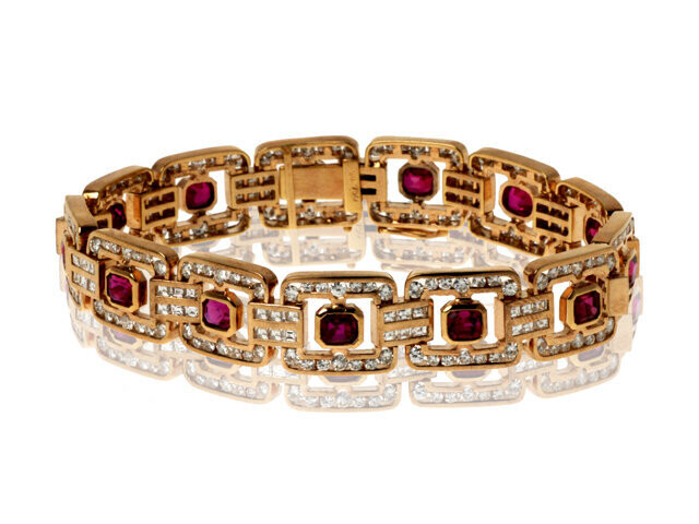 18K Rose Gold Ruby and Diamond Bracelet