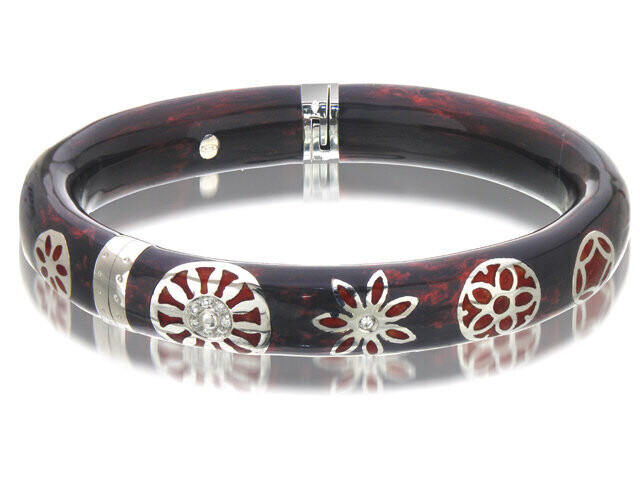 18K WHITE GOLD DIAMOND ENAMEL "INDIA PREZIOSA" BANGLE