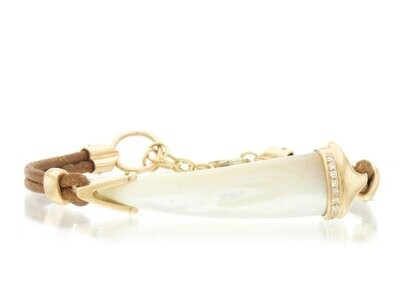 18K Rose Gold Horn Mother of Pearl & Diamond Bracelet