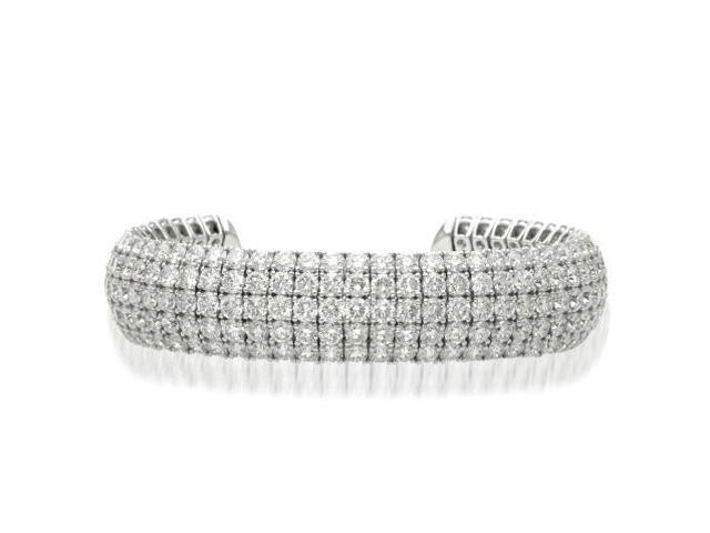 18K White Gold 5-ROW Diamond Cuff