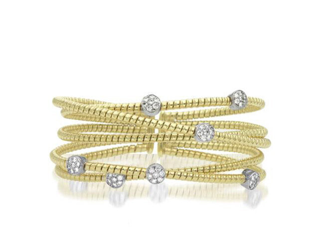 18K Yellow Gold 5-Row Diamond Cuff