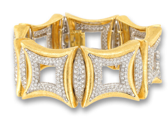 18K Yellow and White Gold Pave Diamond Bracelet