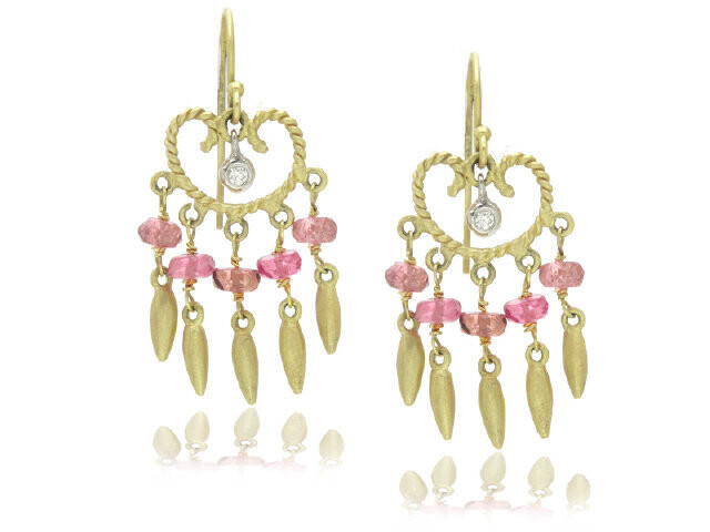 Pink Tourmaline and Diamond Earrings