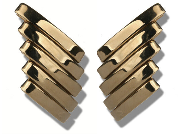 14K YELLOW GOLD  VINTAGE STYLIZED CLIP EARRINGS