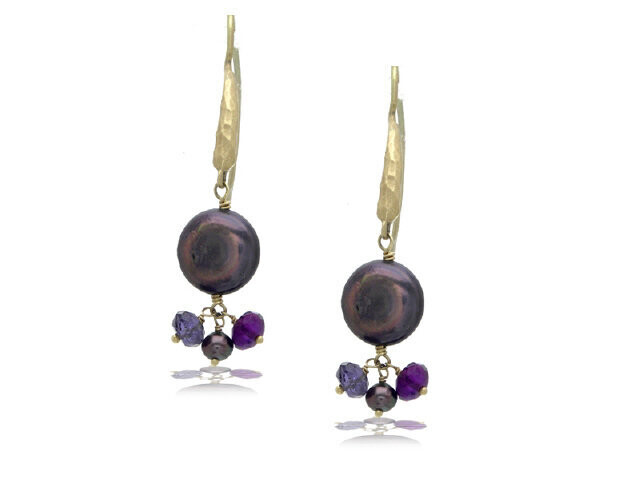 14KY FW PAERLS DANGLING EARRINGS