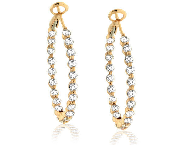 18K ROSE GOLD 1" DIAMOND HOOP EARRINGS