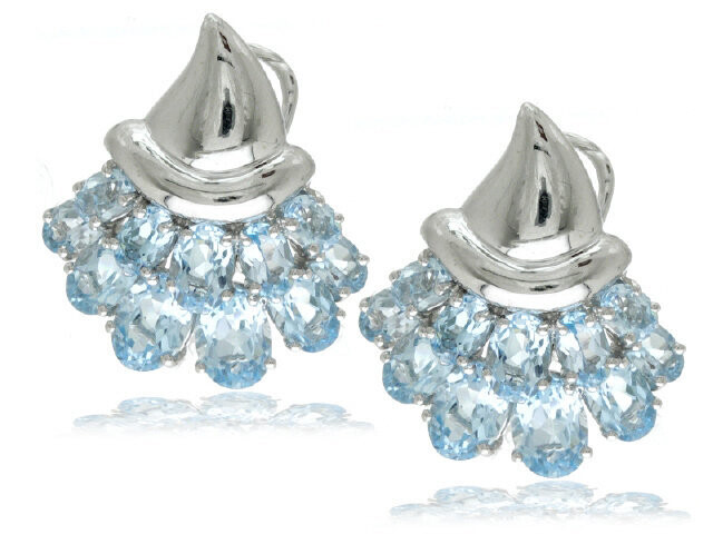 18K White Gold BLUE TOPAZ EARRINGS