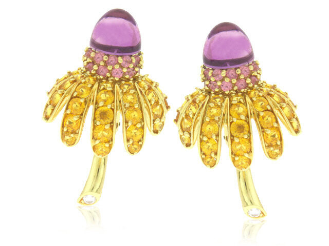 18k Tiffany & Co yellow Saphire Diamond & Amethyst Earrings